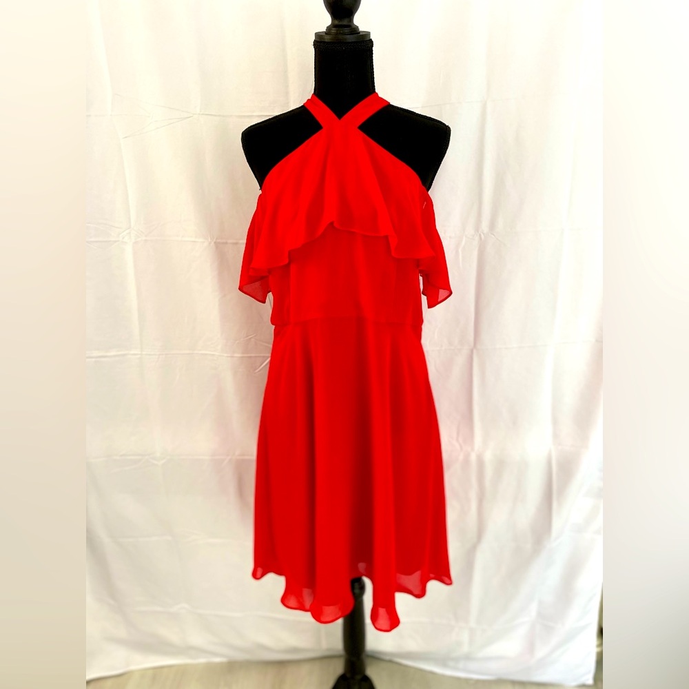 Kensie Red Flutter-sleeve Dress, Size 14, NWT